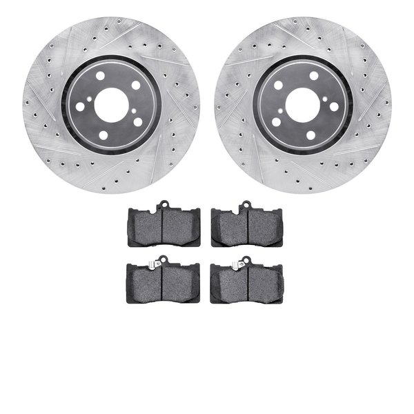 Dynamic Friction Co 7302-75019, Rotors-Drilled and Slotted-Silver with 3000 Series Ceramic Brake Pads, Zinc Coated 7302-75019